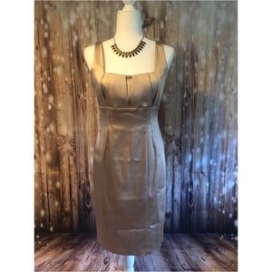 Beige satin Calvin Klein sleeveless cocktail dress